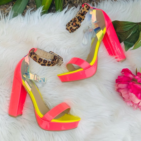 NEW | Dolls Kill Lemonade Neon Block Heels - Picture 3 of 8